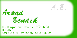 arpad bendik business card